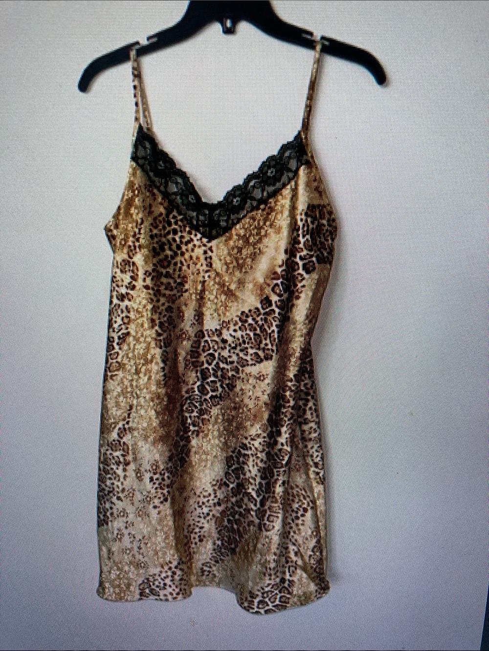 Leopard Print Lace-Trim Midi Slip Dress - Gold/Black